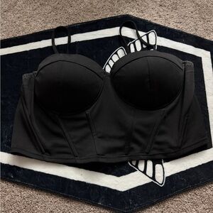 SHEIN Black Longline Bustier Bra